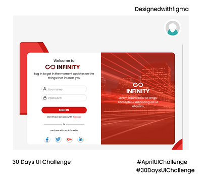 A replica of infinity sign-up Page app branding design figma icon illustrator logo oke ui ux web