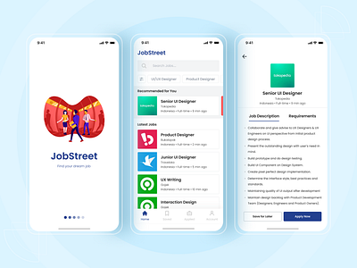 Redesign JobStreet App Concept 💼 clean clean ui desc home illustration job app jobs jobsite like minimalist mobile popular simple splashscreen