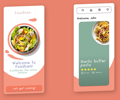 Online Cookbook UI design app design flat minimal ui ux vector website