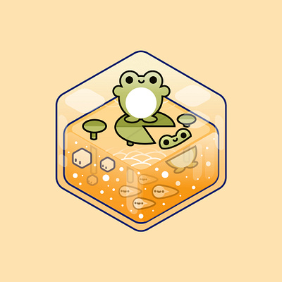 Frog block cute design ecosystem figma frog frogs graphic happy illustration kawaii kid minimal pastel perspective world