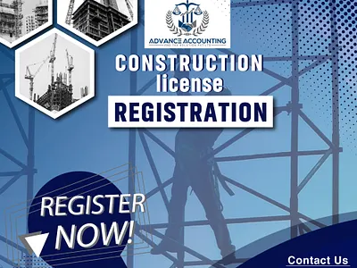 construction license registration banner banner blue design social media banner
