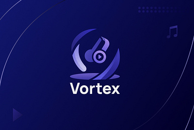 Vortex - Logo Design aesthetic app creative design dinamic gradient headphones illustration logo logo design modern music purple typography ux vector