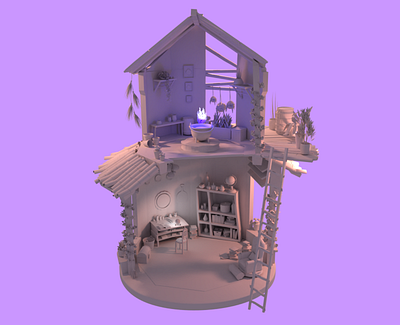 3D Witch house 3d 3d art 3d illustration blender 3d digital art illustration lowpoly