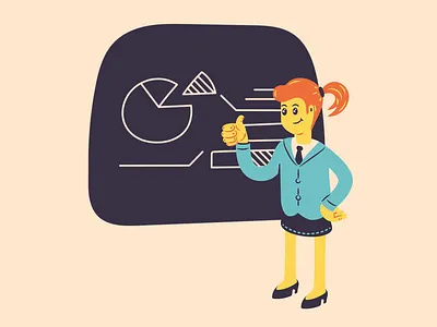 Marketing aftereffects animated animation board charts design girl illustration illustrator marketing motion school text ui ux vector