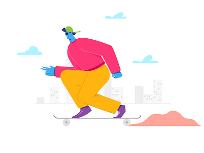 Surfing cartoon character cartoon design character cityscape design flat illustration minimal skateboard surfing ui vector web