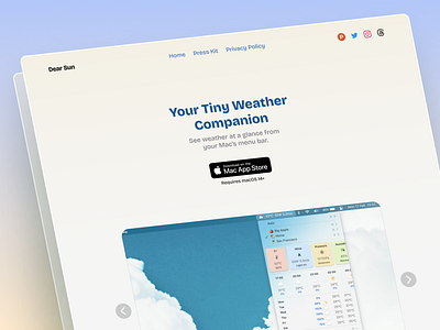 Dear Sun – Landing Page app landing landing page mac mac app macos menu menu bar