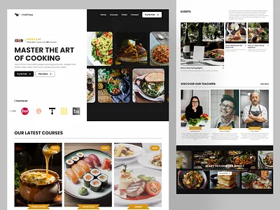 Online Cooking School Design Concept chef cook cooking course educational platform landing page online course recipe restaurant restaurant website ui uiux ux vegetable webdesign website design