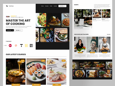 Online Cooking School Design Concept chef cook cooking course educational platform landing page online course recipe restaurant restaurant website ui uiux ux vegetable webdesign website design