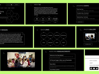 Screens for School Website academicwebsite k12education landingpage middleschool uidesign webdesign