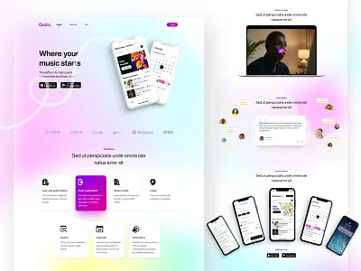 Music Landing Page - Startup animation app flat homepage illustration interface landing page logo mockup motion music music app music player ui product ui ux vector web website design
