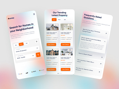 Real Estate Responsive Web UI Exploration 2021 trend best design best designer colorful creative dribbbble dribbble best shot home page landing page mobile mobile app mobile app design mobile responsive mobile ui popular popular designer real estate realestate responsive uiux