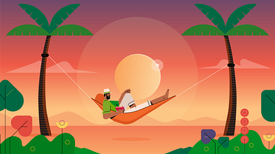 Hammock characters people retro style styletest vector