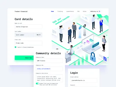 Tracker Financial asset blockchain card community crypto entry ethereum ethworks illustration isometric login