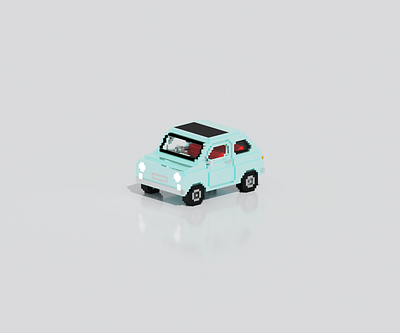 Fiat500 3d 3dart car classic cute fiat 500 illustration lowpoly pixel retro voxel