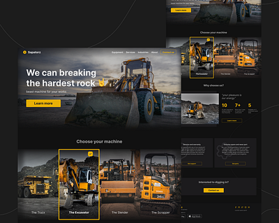 Heavy equipment landing page exploration homepage landingpage uidesign webdesign weblanding