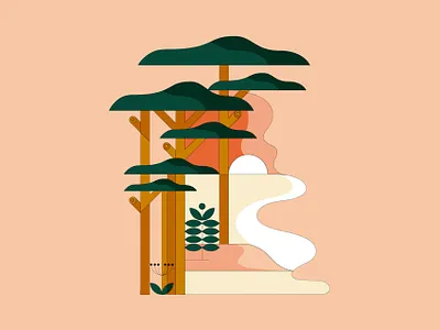 Pignada project (illustration n.1) art france geometric illustration nature nature art plants trees vectorillustration