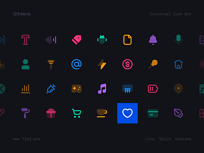 Universal Icon Set | Colorful 123done clean color colorful figma glyph icon icon design icon pack icon set icon system iconjar iconography icons iconset minimalism symbol ui universal icon set vector icons