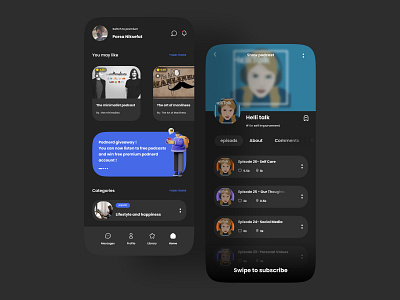 podnerd podcast app design dailyui darkmode podcast tabbar ui