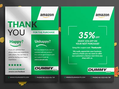 amazon thank you card product insert package insert amazon fba amazon thank you card business card design card design clean corporate design creative custom design e commerce ebay green logo design minimal package design package insert card print design product branding product insert card review
