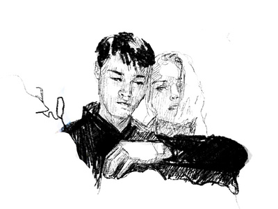 Couple in love black black white boy digital digital art digitalart girl love procreate raster sketch