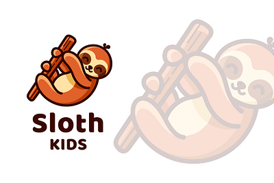Sloth Kids Cute Logo Template zoo
