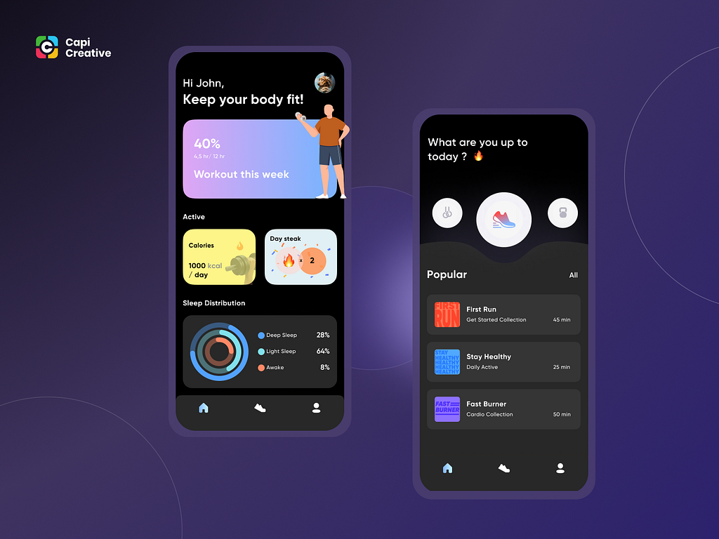 Fitness Tracker App by Capi Product on Dribbble