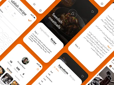 Urdu Recipe app Design design flat minimal typography ui ux vector