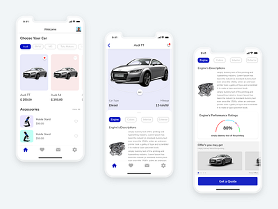 Car_Configurator accessories audio branding car configuration configurator design details engines home screen mobile app design mobile design mobile ui performance product uiux