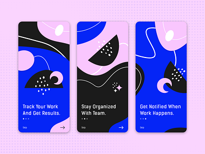 Walkthrough screen abstarct shape abstract app app design application colorful colors flat design minimal onboard onboarding screen onboarding ui shape trending uiux vector illustration walkthrough walktrough