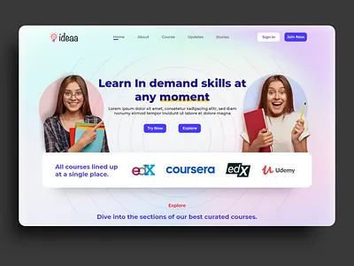 Online learning website branding design illustration learning minimal online store trend typography uiux
