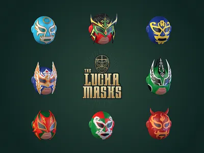 Lucha Masks NFT 3d art anime blender body branding character cycles design fantasy game graphic design human illustration logo male mask meka nft robot ui