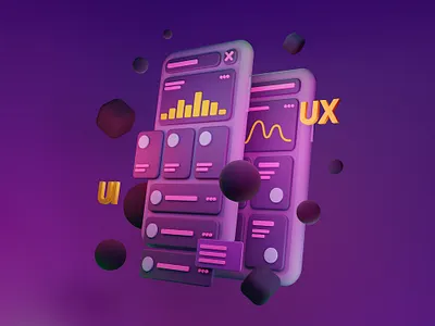 3d mobile UI 3d 3d art 3d artist 3d modeling 3drendering art artist artwork design graphic illustration interface mobile purple render ui ui ux ux violet yellow