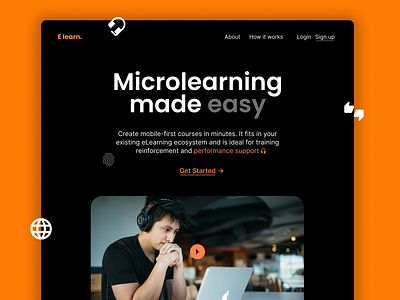 eLearning UI color dark mode dark ui design elearning illustration minimal typogaphy ui ui design ui designer uiux ux vector webdesign website