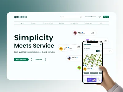 Booking Qualified Specialists booking design landing page main page minimal platform public public page ui ux