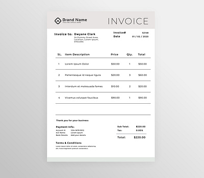 Invoice Design branding illustrator invoice invoice design typography vector