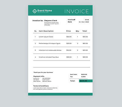 Invoice Design branding design illustrator invoice invoice design vector