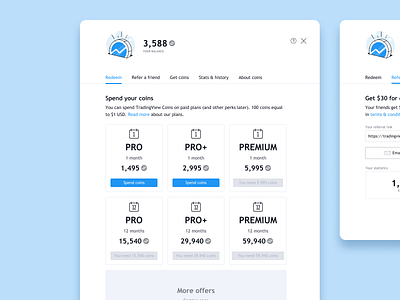 TradingView coins & Referral program coins dialog money product design referral tradingview