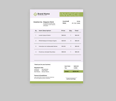 Invoice Design branding design illustrator invoice invoice design vector