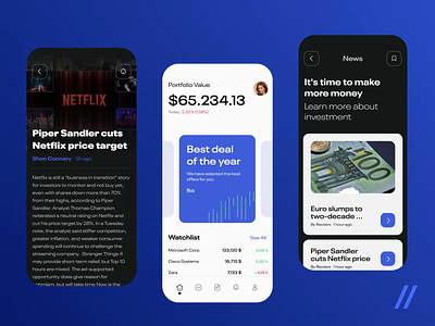 Investment Portfolio App android mobile animation app app interaction dashboard design finance forex interaction investment ios app mobile monitor news stocks ui uiux user interface ux
