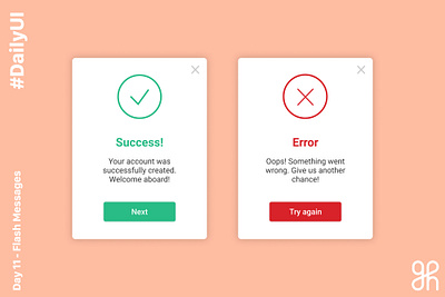 Daily UI Challenge - Day 11 - Flash Messages app dailyui dailyuichallenge design ui