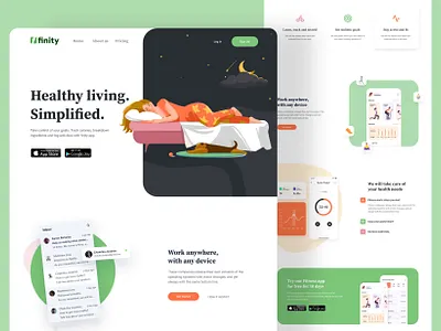 Landing page design for a Fitness app design fitness fitness app fitness app landing page minimal ux web website