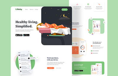 Landing page design for a Fitness app design fitness fitness app fitness app landing page minimal ux web website