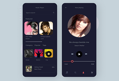 Music App Dark Theme app clean design graphic design icon illustration minimal typography ui ux