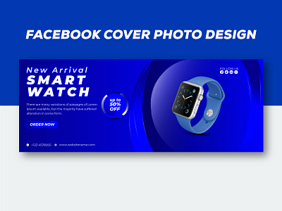 Smart Watch Facebook Cover Photo Design | Web Banner Ads banner design branding design concept design elegant facebook ad facebook cover design facebook post gradient illustration instagram post marketing agency ad banner modern design smartwatch banner social media cover typography uidesign vector web banner web design