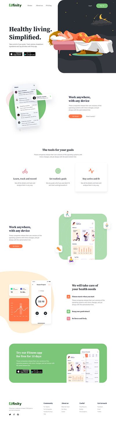 Landing page design for a Fitness app app fitness app fitness logo landing page ui ux website website design