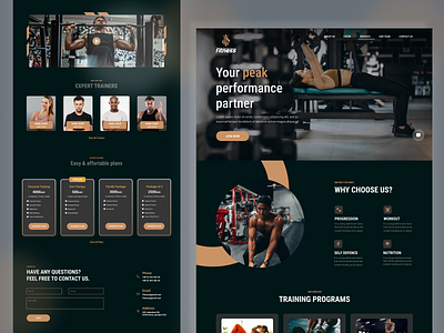 Fitness Training Website Design exercise fitness gym gym trainer new new website product design trendy trendy website uiux website website design workout
