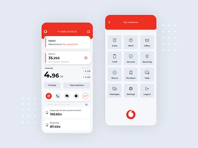 Vodafone app animation app branding calls communication connection design development free graphic design internet logo messages mobile app online support service ui ux ux design vodafone