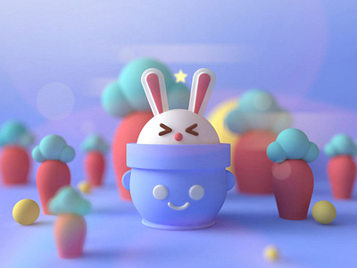 Rabbit 3d c4d illustraion rabbit