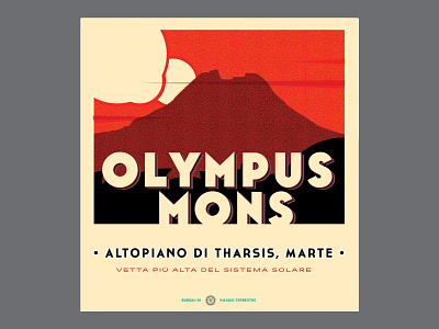 Olympus Mons vintage travel poster art deco cvetan future illustration landscape mars martian milwaukee orange planet poster red space texture travel travel poster typography vector vintage volcano