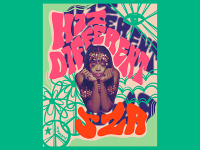 SZA - Hand Typography and Illustration 70s style hand lettering hand typography hip hop aesthetic hip hop art illustration music art music flyer music flyers music poster music posters psychedelic retro art retro illustration typography